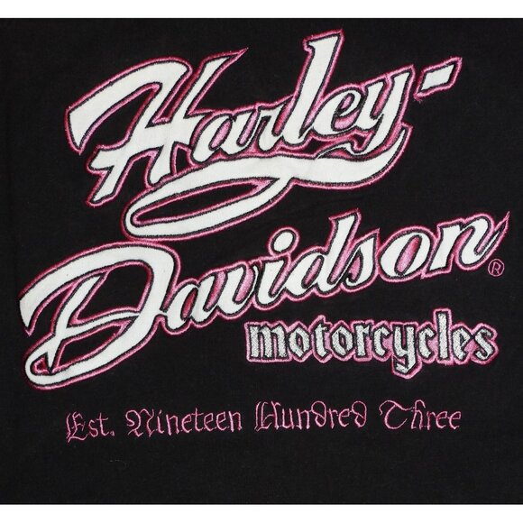 2008 Harley-Davidson Motorcycles Full Zip Fleece Pink Black Jacket Womens Medium - Picture 9 of 11